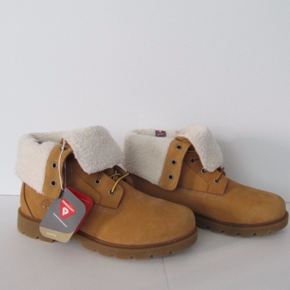 Timberland Linden Woods Fold Down Leather Boot Shearling Womens 8.5 NWT Lug Sole